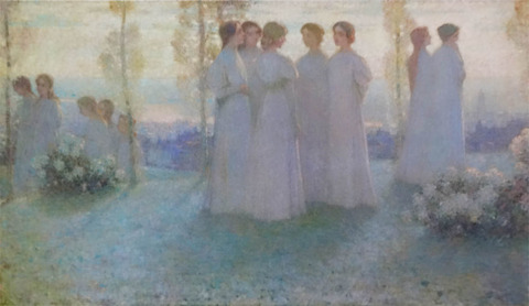 アンリ・ル・シダネル　アンリルシダネル　テラスの食卓　ミニ複製画　印象派 アンリ・ル・シダネル アンリルシダネル テラスの食卓 ミニ複製