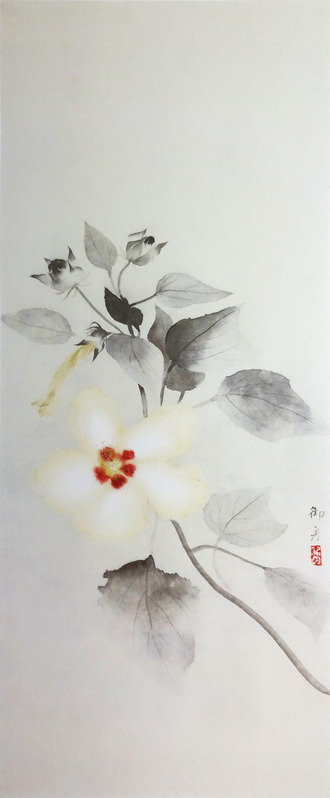 白芙蓉（しろふよう）｜速水御舟の墨画彩色－水墨と彩色の融合