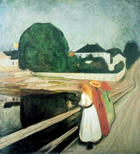 額装品/防波堤の上の少女/エドヴァルド ムンク