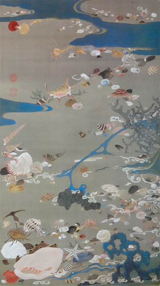 伊藤若冲：動植綵絵 貝甲図｜シュルレアリスム的コラージュ