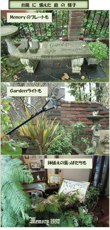 の庭台風に備えて