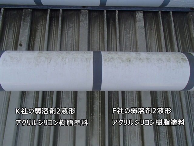 K社の弱溶剤塗料とF社の弱溶剤塗料の比較