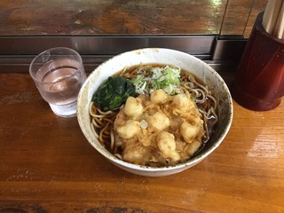 青菜そば貝柱かき揚げ