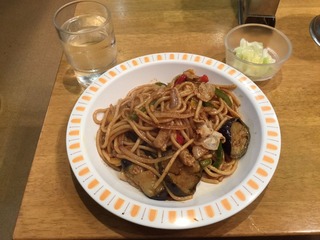 豚肉と茄子のテンメンジャンスパゲッティ