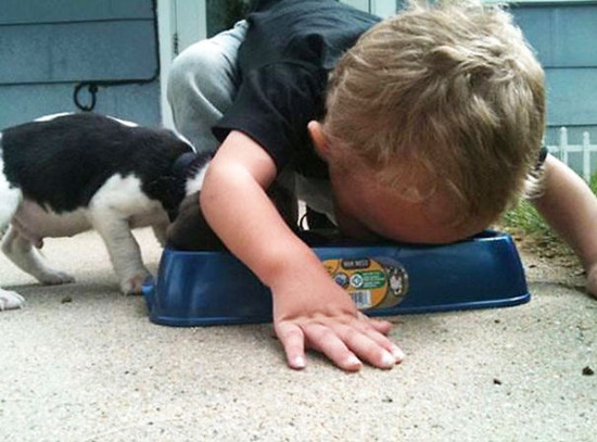kids-act-like-animals-eating-with-puppy__605