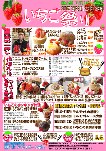 ３月１９日 土 ２０日 日 ２１日 月 道の駅アグリパーク竜王 いちご祭り 道の駅 アグリパーク竜王ワクワク体験案内