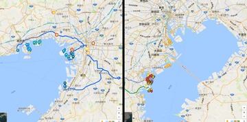南関東と近畿、同縮尺