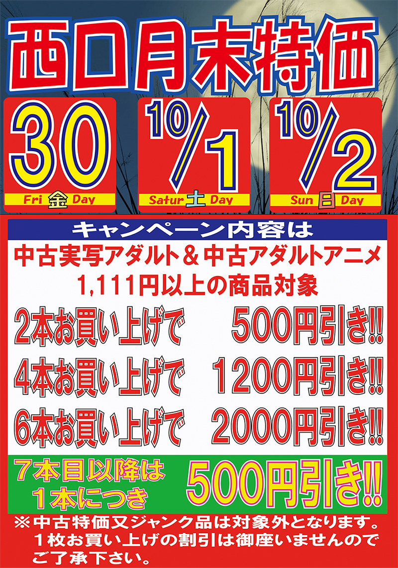 アダルト中古月末特価