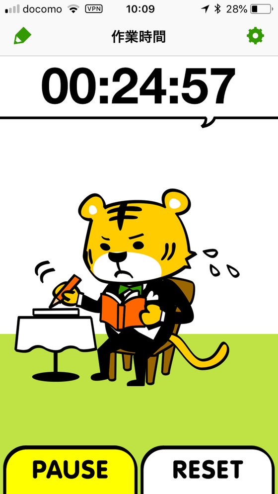 作業中の休みタイガー