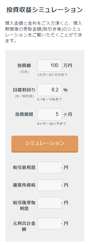 クラウドバンク投資収益シミュレーション