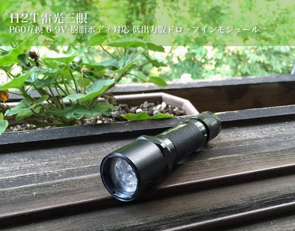 H2T 雷光三眼 P60互換 6-9V 樹脂ボディ対応低出力版ドロップイン