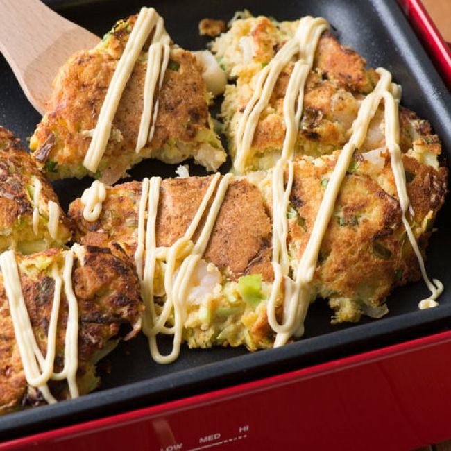 「シーフードのおからお好み焼き」~いつもの「お好み焼き」より糖質(1人分) -10.5g!