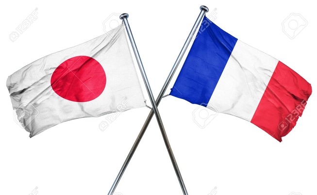 56719996-フランスの国旗と日本国旗