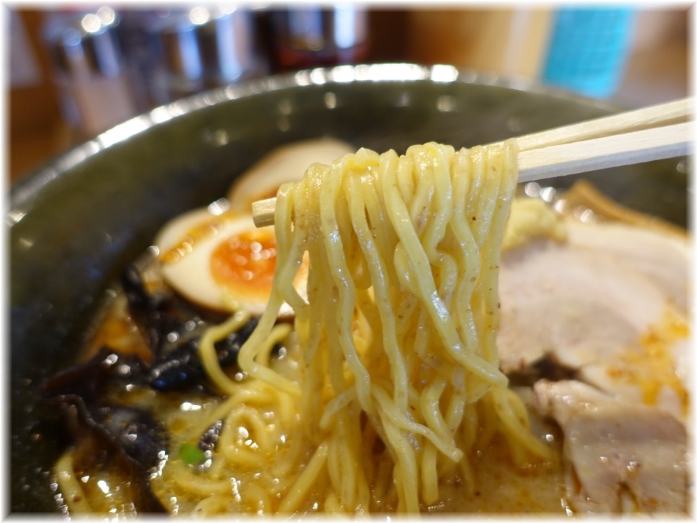 大地 シビレ味噌ラーメン味玉入りの麺