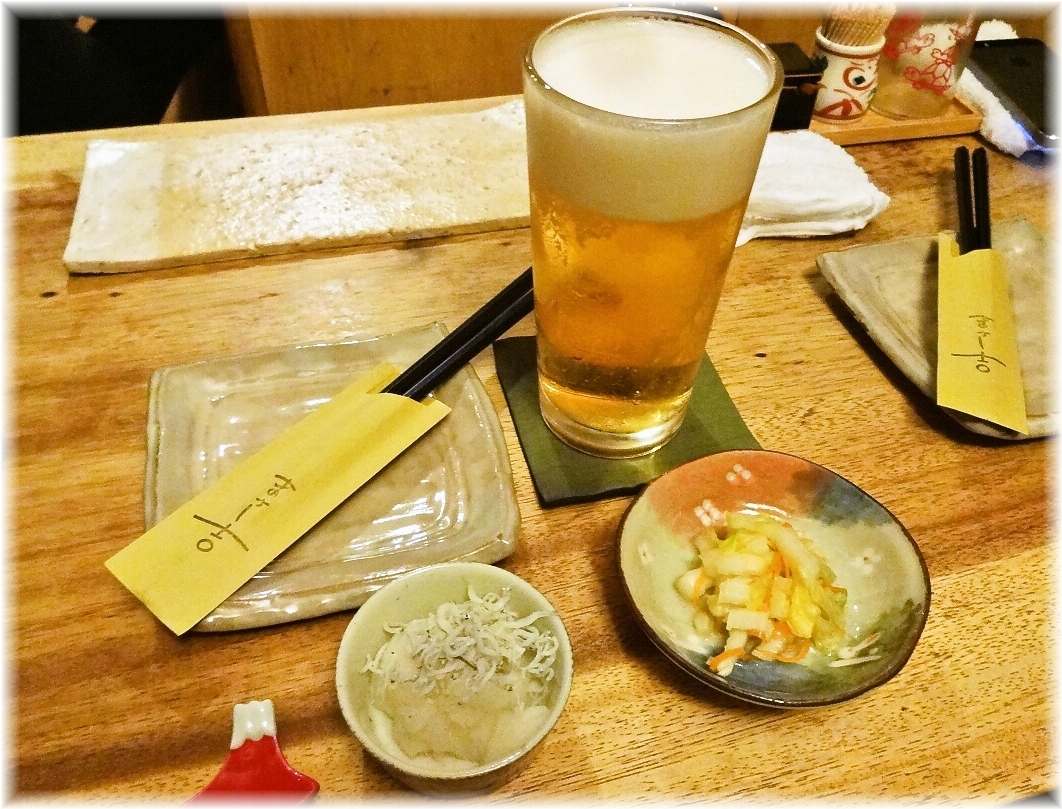まさ吉2 お通しにビール