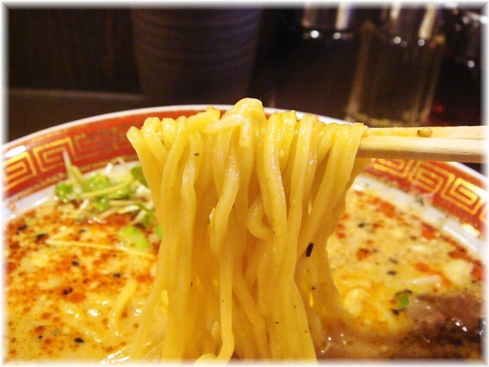 青葉餃子 牛すじ担々麺の麺