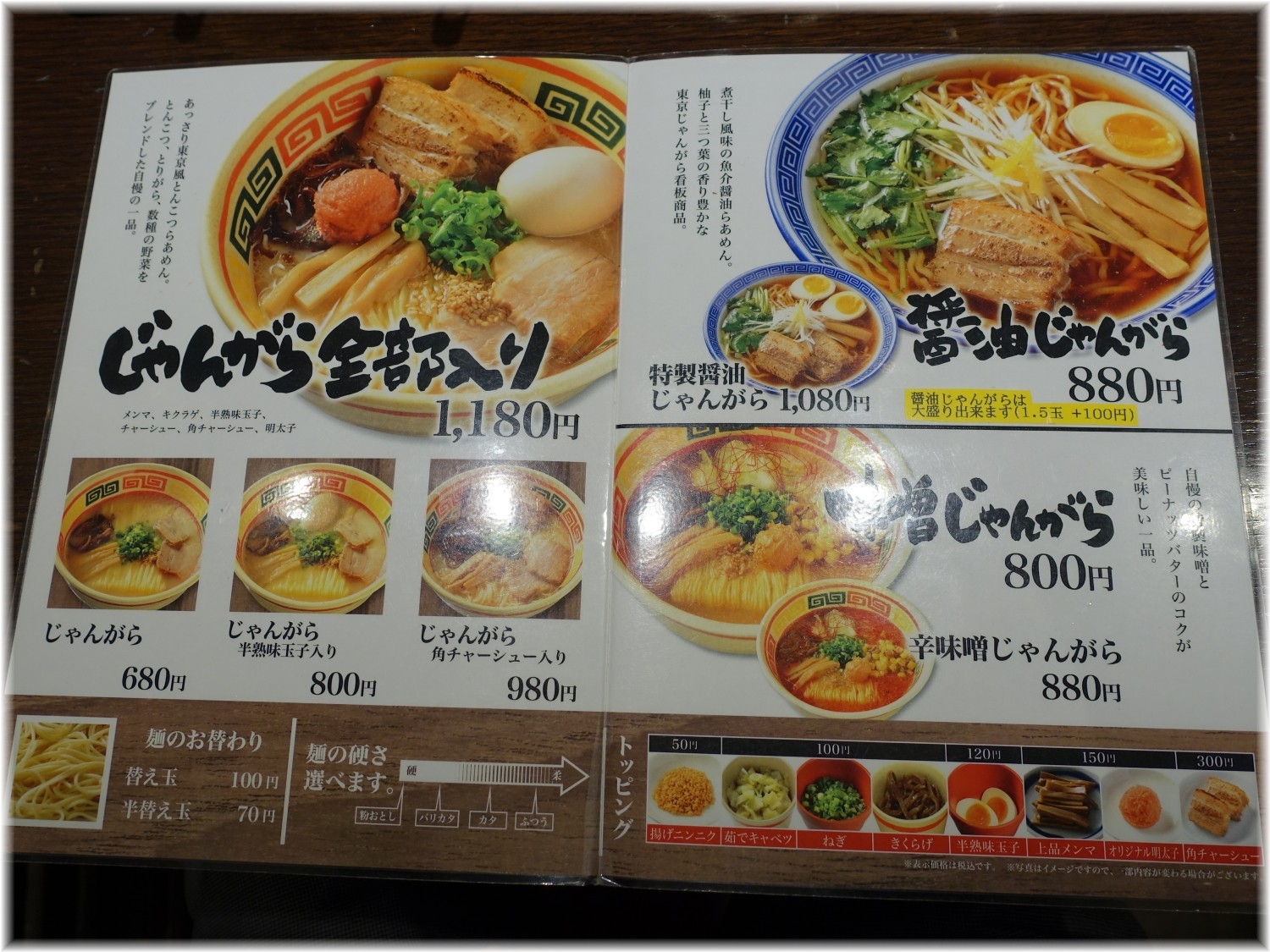 東京じゃんがらecute上野店 メニュー