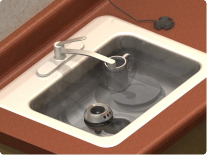 キッチンシンクを水槽として利用する 超音波食器洗い機 キッチンシンクを水槽として利用する 超音波食器洗い機