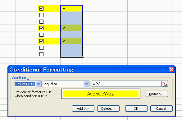 how to put tick boxes in excel 2003