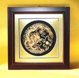 中国刺繍画　蘇州の運河　額縁付き 中国刺繍画 蘇州の運河 額縁付き