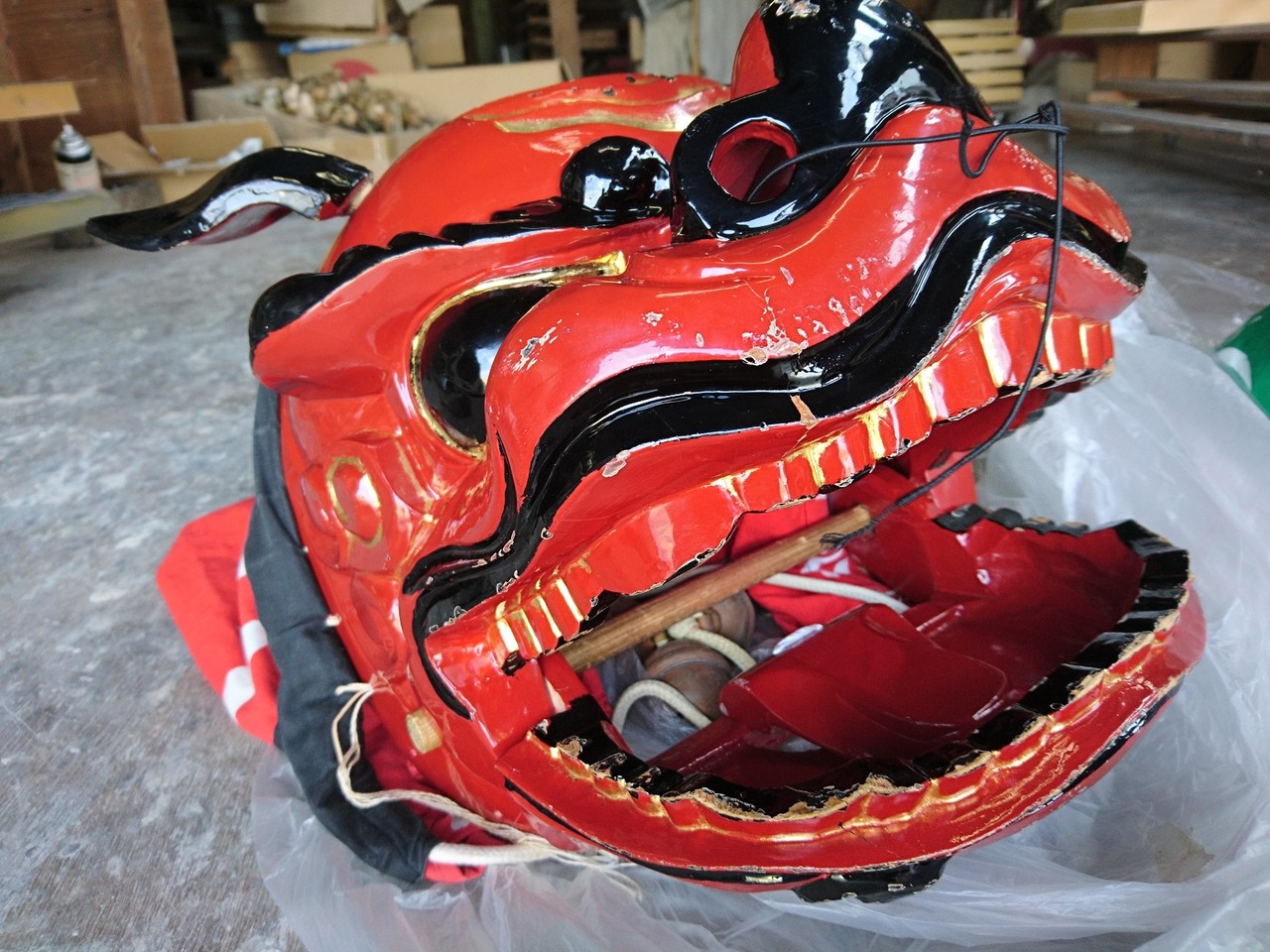 獅子頭の総修理の見積り（愛知県北名古屋市の子ども会さま） - 染元