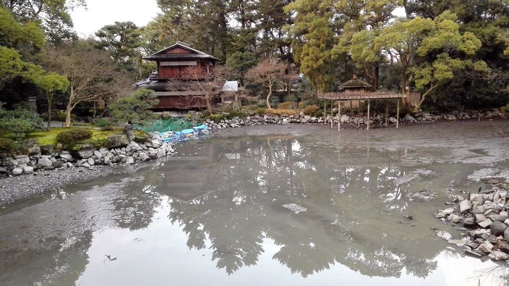 29かいぼり中の九条池