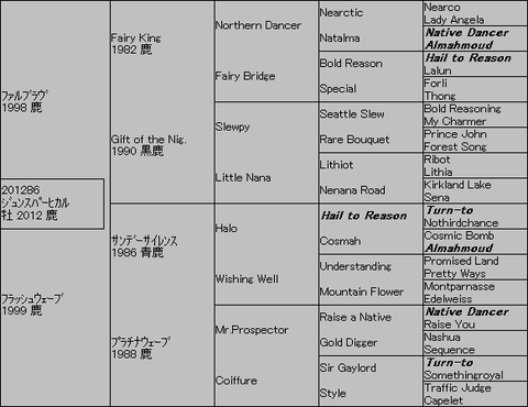 ジュンスパーヒカル5代血統表