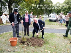 Mike Gallaher, Celia, and official planting Bramley