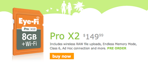 Eye-Fi Pro X2 8GB Wireless SDHC Card
