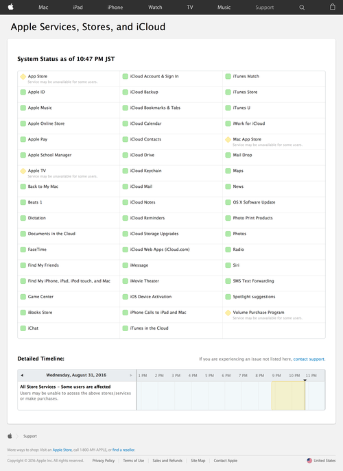 Apple - Support - System Status (20160831)