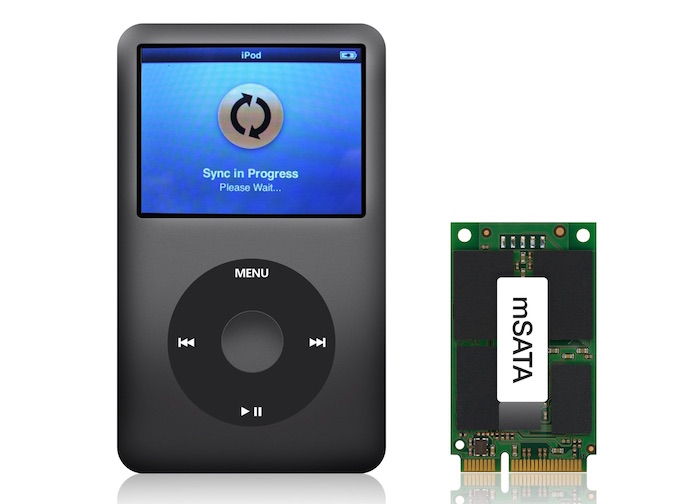 iPod Classicを容量1TBのTeraPod化した場合、同期に12V電源アダプタやDual FireWire/USBケーブル、11時間の同期時間が必要など色々と大変なもよう。