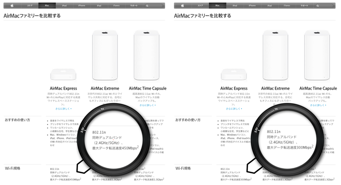 AirMacの速度修正前後