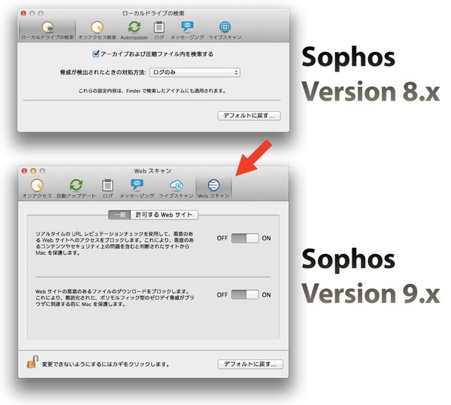 Sophos9のWebスキャン機能