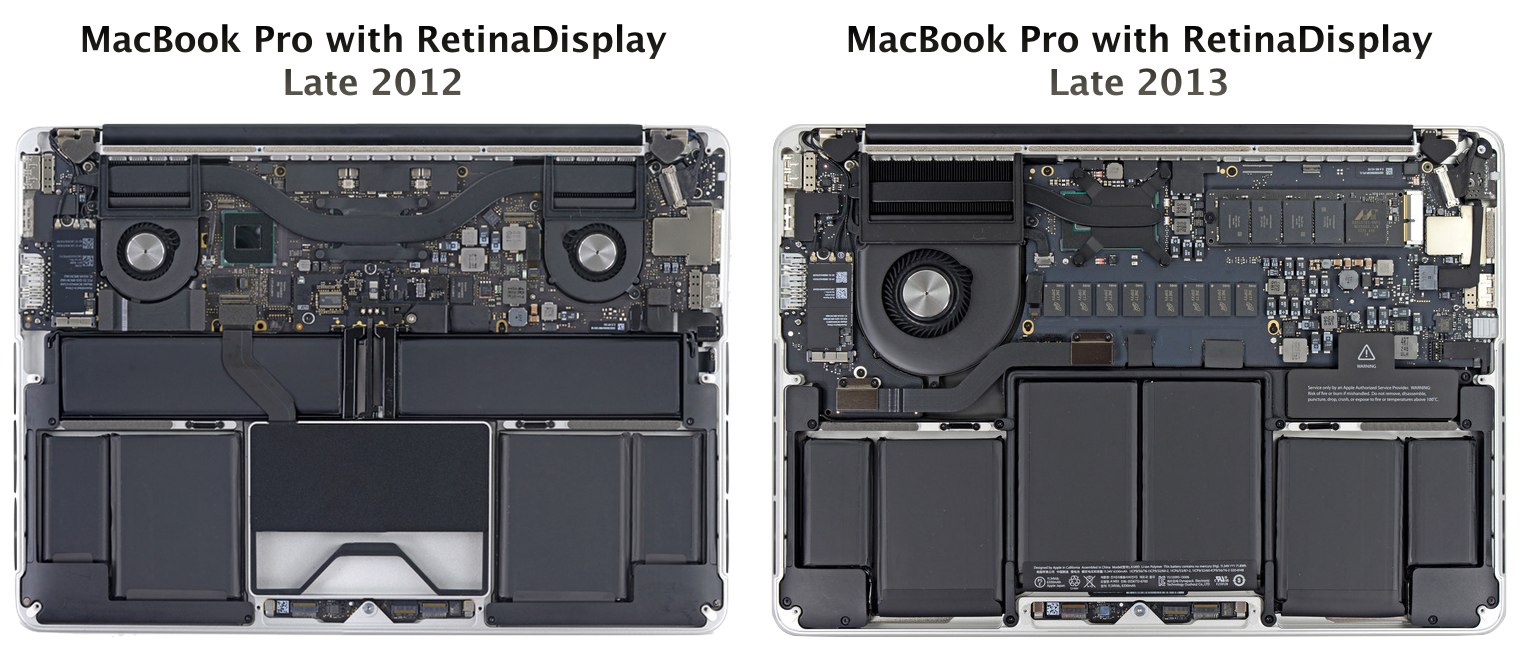 MacBook Pro Retina Late 2013 13インチモデルはシングルファン構成に 