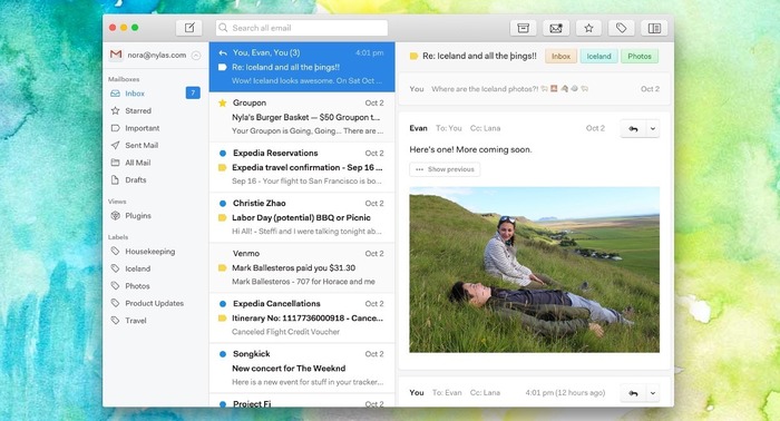 オープン・ソースのメールクライアント「Nylas N1」を開発が終了したDropboxのメールクライアント「Mailbox for Mac」風にするテーマ「Taiga」が公開。