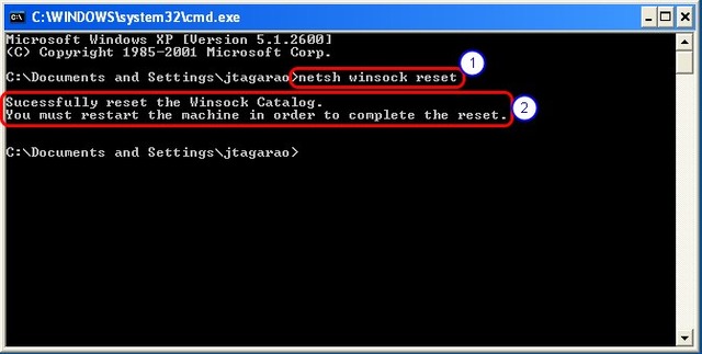 Parallelsでnetsh winsock reset
