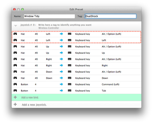 DualShock-Joystick-Mapper-Window-Tidy-Key-Combination