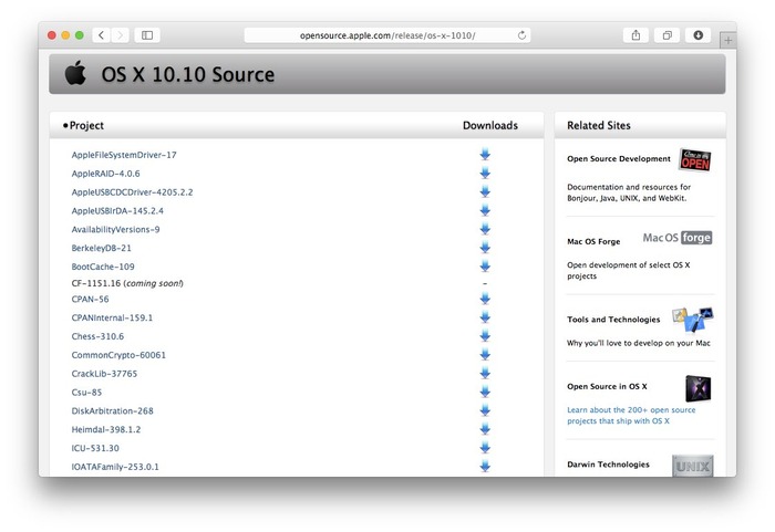 OS-X-10-10-Source-Project-list