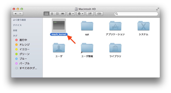 Appleが3月9日にリリースした「セキュリティアップデート 2015-002」をOS X 10.9.5／10.8.5に適用後 mach_kernelがFinderに表示される不具合。