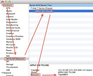 MacBook Air Mid 2013 TOSHIBA SSD Revision Number TQAABBF0
