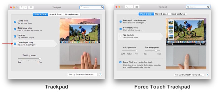 Apple、感圧タッチトラックパッド搭載のMacBookで「3本指のドラッグ」を設定する方法を公開。
