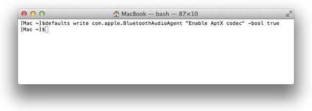 MacBookでapt-Xプロトコルを有効化