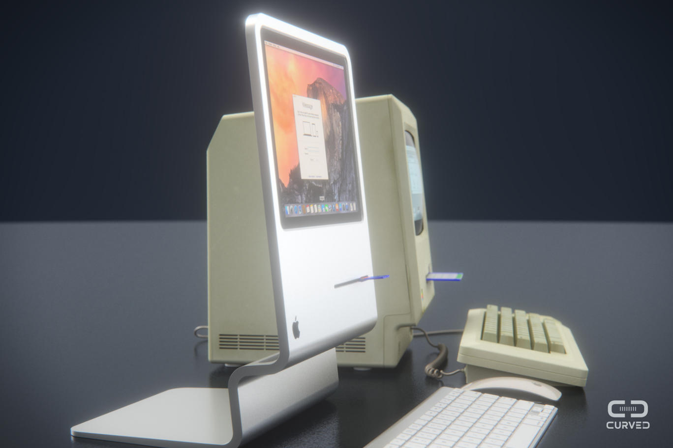 PC/タブレット デスクトップ型PC 初代MacintoshとiPad Airを合わせたようなMacのコンセプトデザイン 