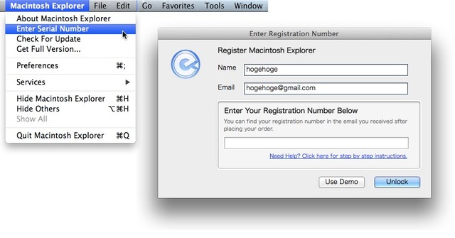 Register Macintosh Explorer