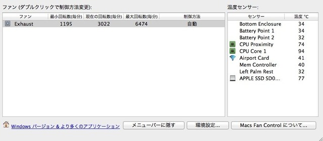 MacBook Air Mid 2013のSanDisk SSDの温度