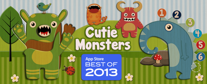 子供向けアプリ部門のApp Store Best of 2013を受賞した可愛いモンスターと一緒に英語の数え方などを覚えられるアプリ「Cutie Monsters」のMac版が無料セール中。