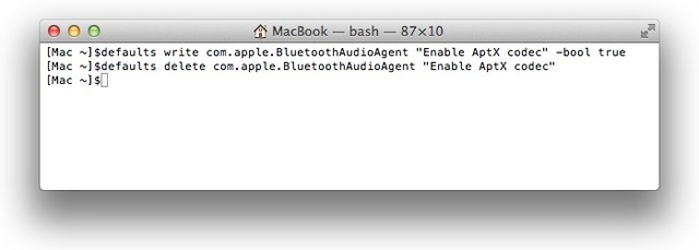 MacBookでapt-Xプロトコルを無効化