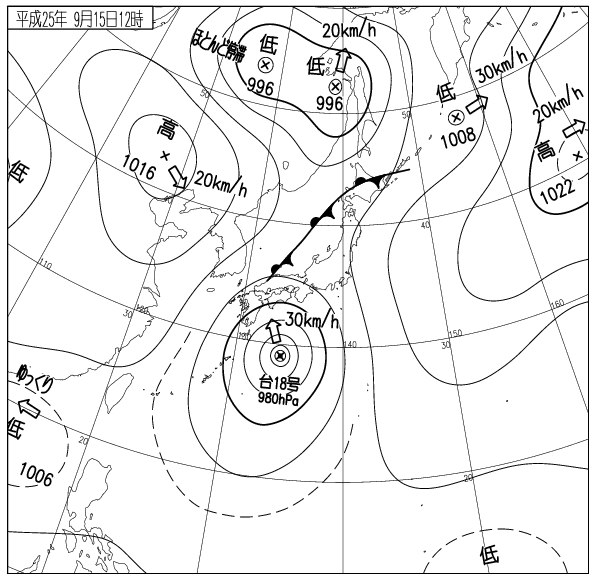 2013年9月15日の天気図