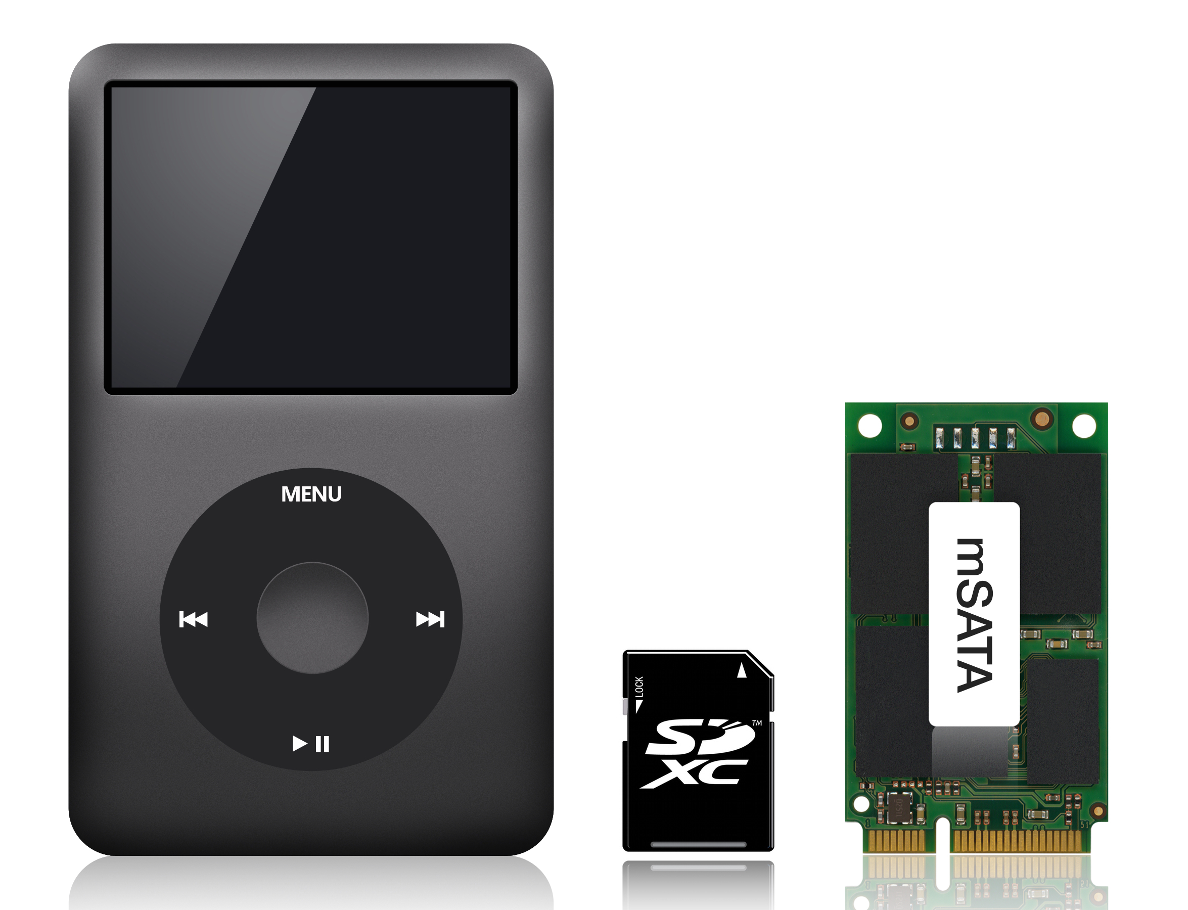 iPod Classicの容量を160GBからSDXC 256BG、mSATA 500GB、1TB化した際